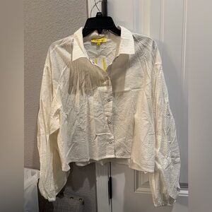 Circus ny  Women's Cream Textured Button-Down Shirt